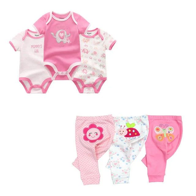 Cotton Bodysuits with Cartoon Print  - 6pcs